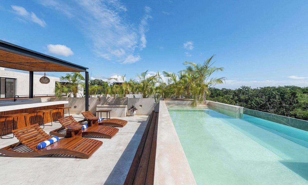 Tulum Apartment | 3-Bed Panoramic Penthouse Private Rooftop Pool Terrace Jetted Dip Pool
